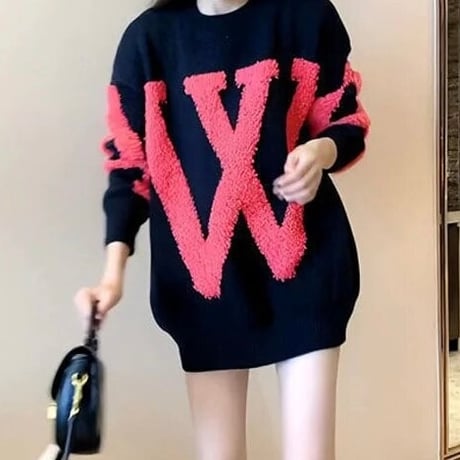 ワッフルロゴ オーバーニット 3色展開