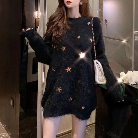 モヘアスパンコールスターニット 2色展開