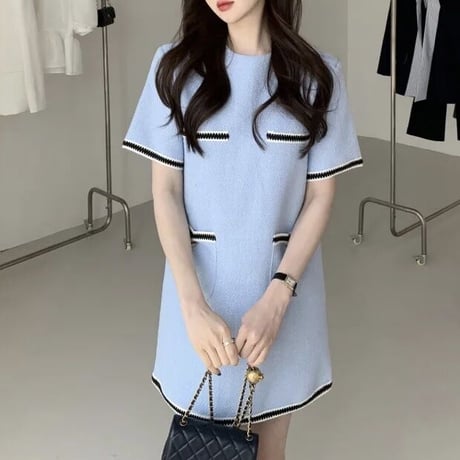 サマーツイード ステッチワンピース 2色展開