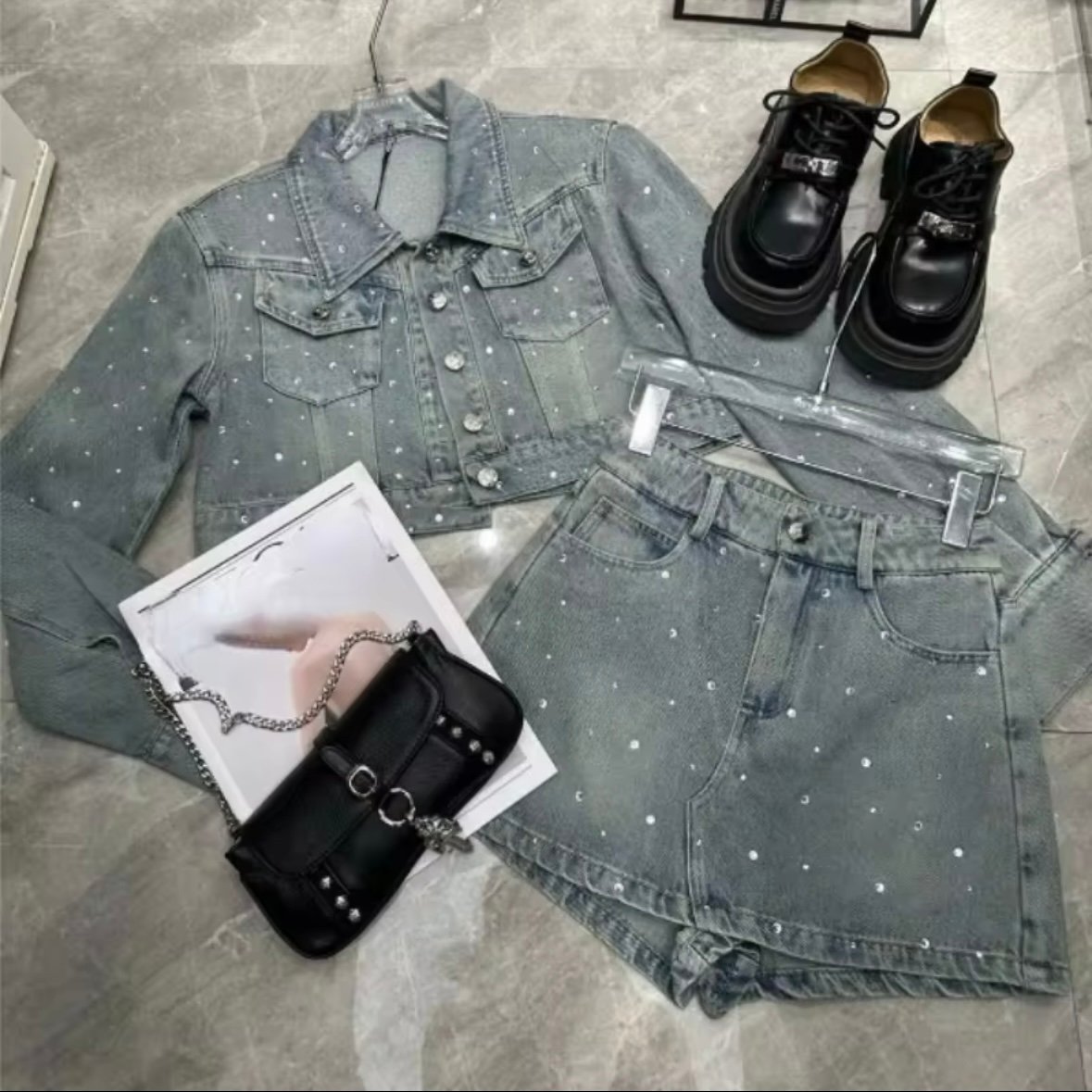 ラインストーンデニムセットアップ | Selectshop.Joie