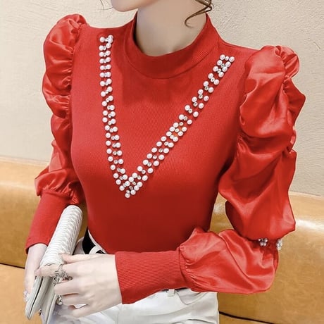 カシュクール パールビーズトップス 4色展開