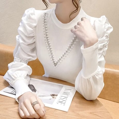 カシュクール パールビーズトップス 4色展開