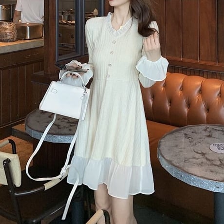 【ミニ丈】シフォンヘム ラメワンピース 2色展開