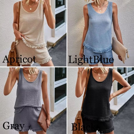 フリンジクロップトップ セットアップ 8色展開