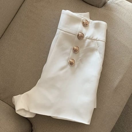 ダブルブレスト ハイウエストショートパンツ 2色展開