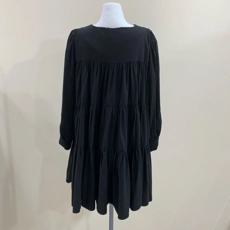 Vネックカラー フレアブラウスワンピース 3色展開
