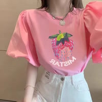 バルーンスリーブストロベリーTシャツ 2色展開