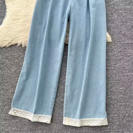 ヘムレースデニムセットアップ 2色展開