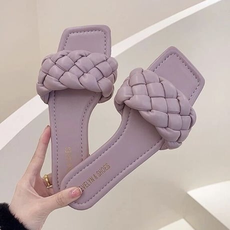 【Blue23.0cm即納】 クロップド フラットサンダル 4色展開