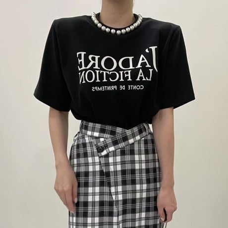 パールネック メッセージTシャツ  2色展開