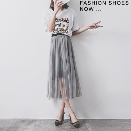 メッシュドット ロゴストラップパンプス