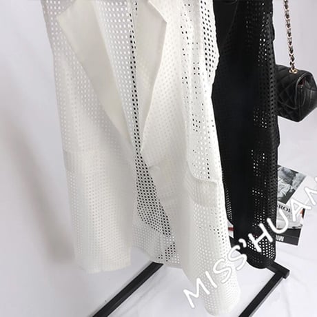 【White即納】メッシュ ロングベスト 2色展開