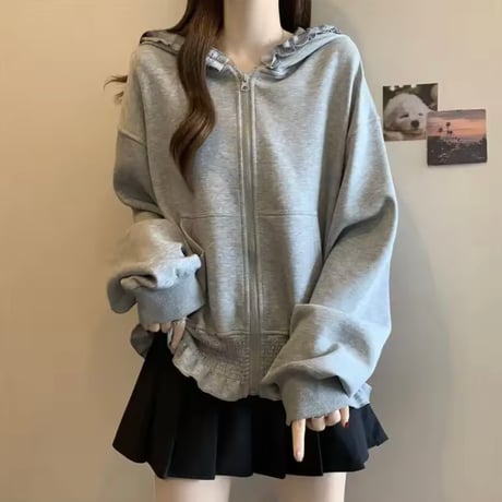 グレーフリルパーカー