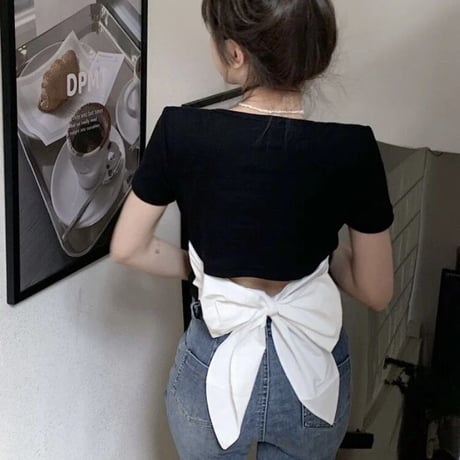 バックリボン ショートTシャツ