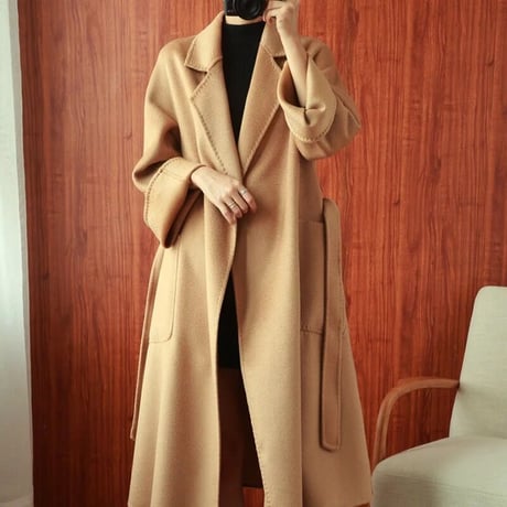 【高品質】カシミヤウール ロングコート 6色展開