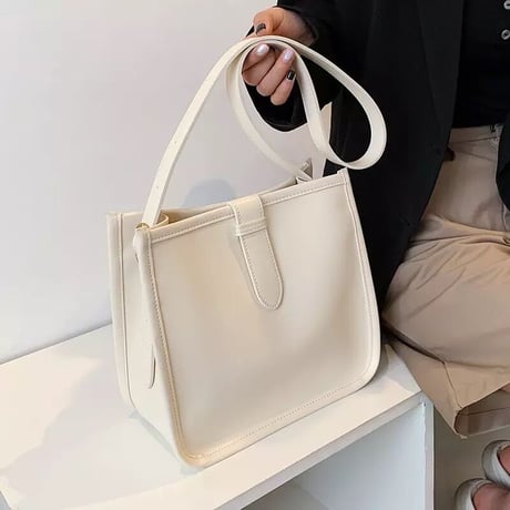 シンプルスクエア ショルダートートバッグ 6色展開