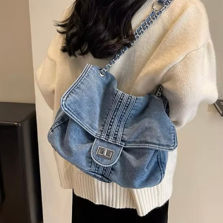 ビッグデニムチェーンバッグ 2色展開
