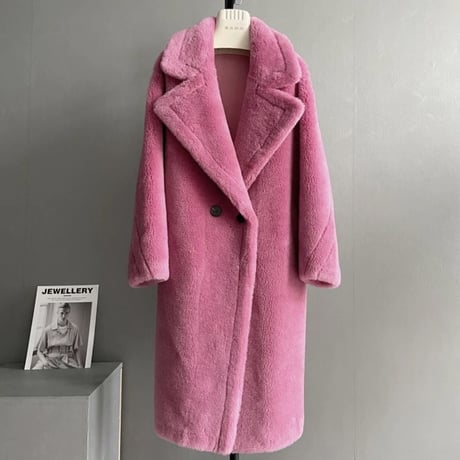 アルパカボア テディロングコート 6色展開