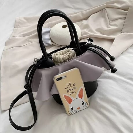 フリルレザー バケットバッグ 3色展開