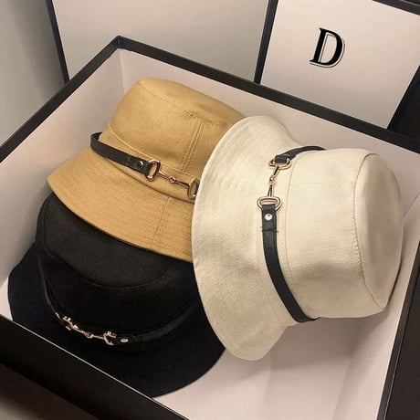 【LightBrown即納】ゴールドメタル バケットハット 3色展開
