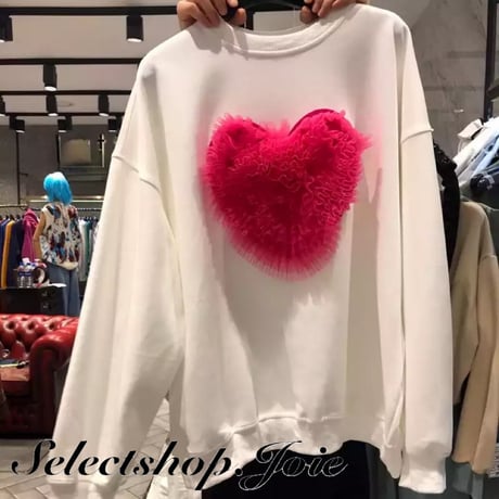 レースハート スウェットトップス 3色展開