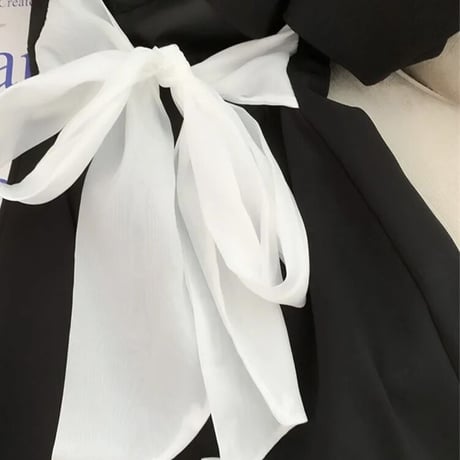 バックシフォンリボン オープンワンピース