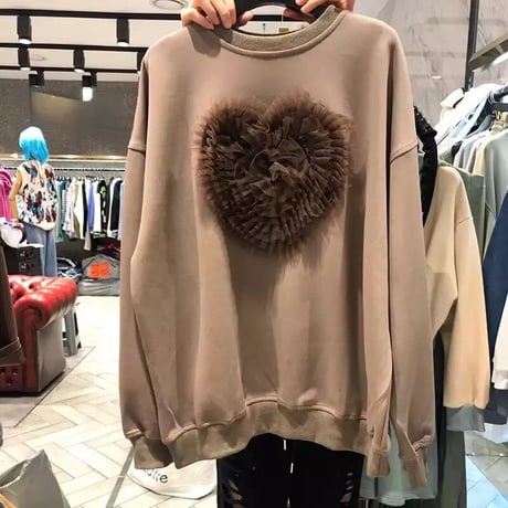 レースハート スウェットトップス 3色展開