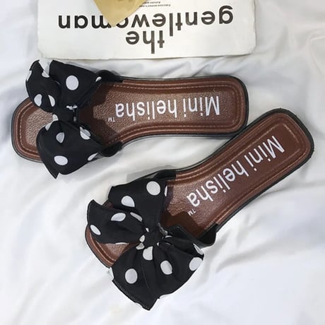ドットリボン フラットサンダル 2色展開