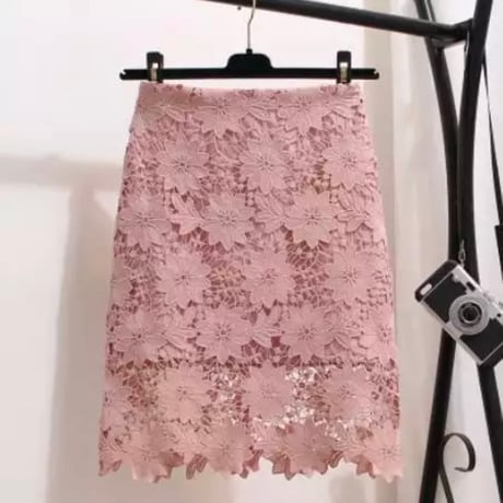 フラワーレース ペンシルスカート 4色展開