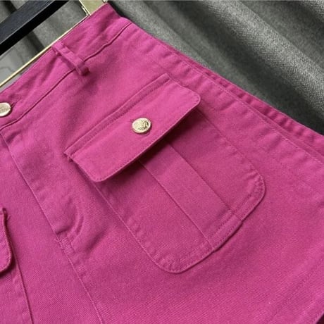 ゴールドボタンポケット フレアパンツ 4色展開