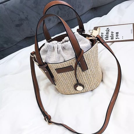 2way レザーストラップ ストローバッグ 2色展開