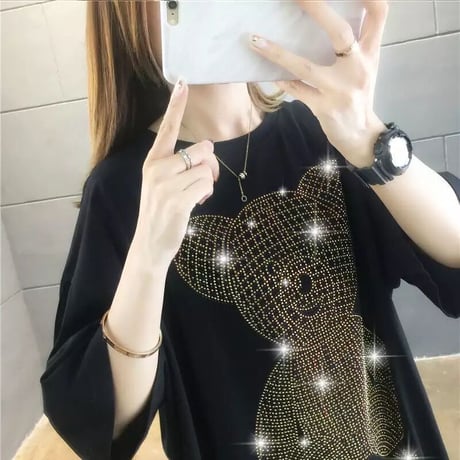 クリスタルベアー ルーズTシャツ 2色展開