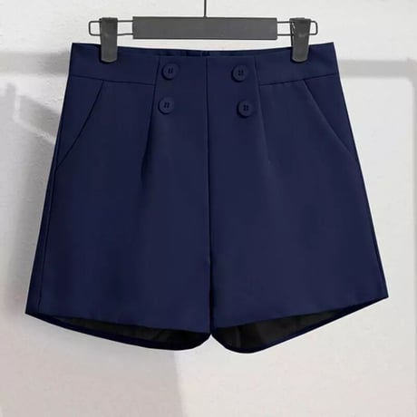 ボタンモチーフ ハイウエストショートパンツ 7色展開