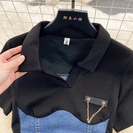 デニムビスチェ ポロワンピース 2色展開