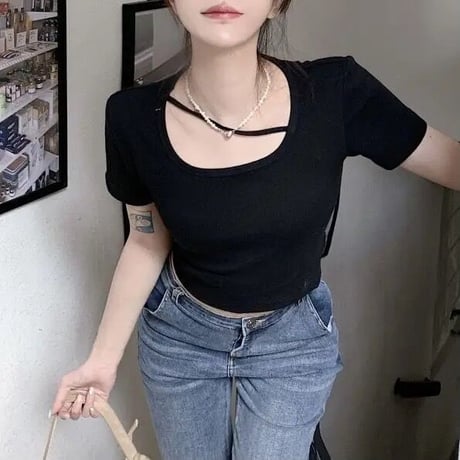 バックリボン ショートTシャツ