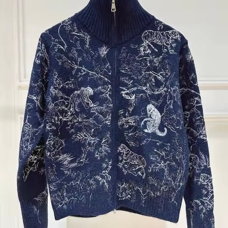 モダンアニマルジッパーカーディガン 2色展開