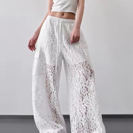 レースワイドパンツ 2色展開