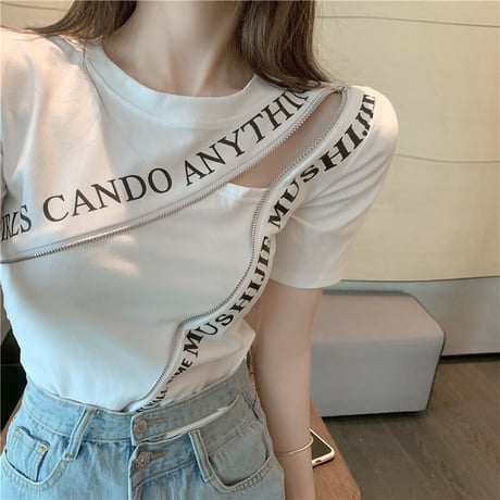 ジッパーメッセージ Tシャツ 2色展開