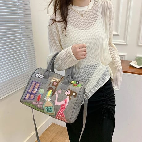 カラフルステッチ クロコデザインバッグ 6色展開