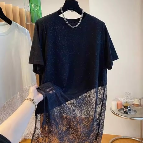ヘムレースルーズTシャツ 2色展開