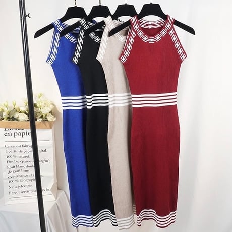 ホルターネックラインワンピース 4色展開