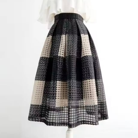 レトロチェックメッシュスカート