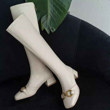 ゴールドバックル ロングブーツ 3色展開