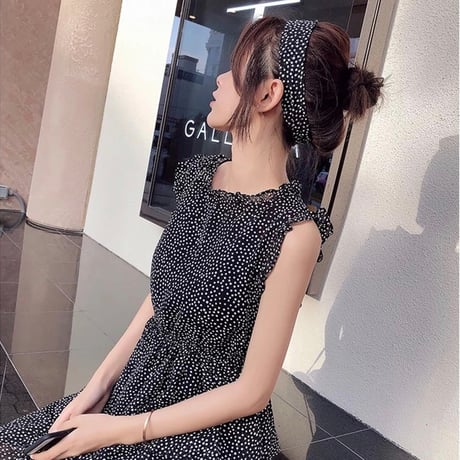 シフォンポルカドット フリルワンピース
