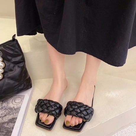 【Blue23.0cm即納】 クロップド フラットサンダル 4色展開