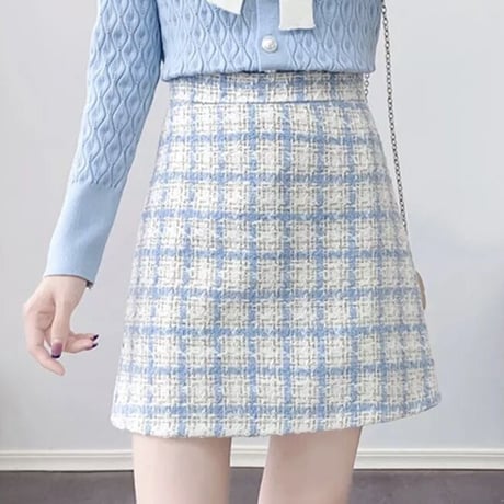 ハイウエストツイード ミニスカート 2色展開