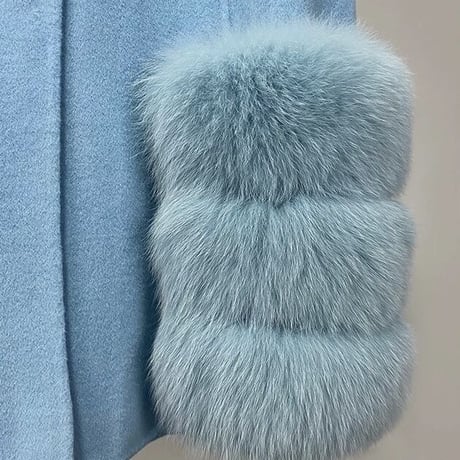 【高品質】フォックスファーポケット カシミヤケープコート 5色展開