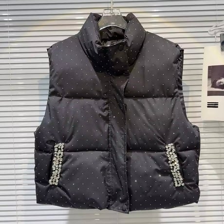 ビジューストーンダウンベスト 2色展開