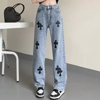 クロス ハイウエストデニムパンツ
