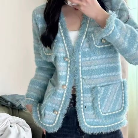 フレンチストライプカーディガン 3色展開